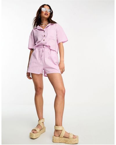 esmé studios Esmee – exklusiv – strand-shorts aus leinen - Pink