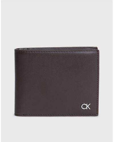 Calvin Klein Leather Rfid Billfold Wallet - Brown