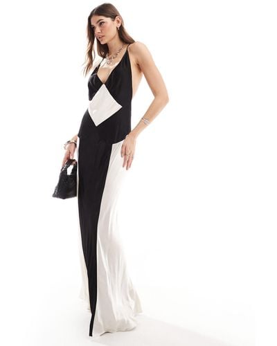 Bardot Satin Contrast Maxi Dress - White