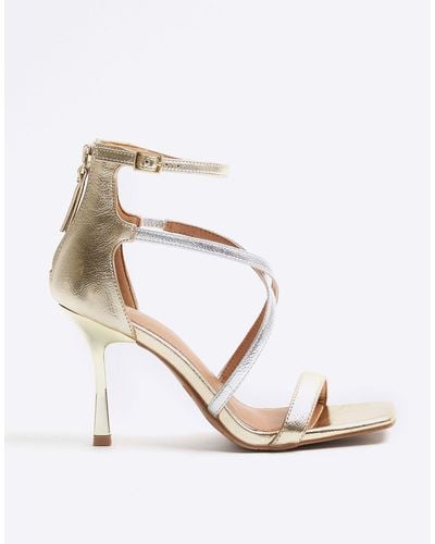 River Island Closed Back Strappy Heeled Sandals - White