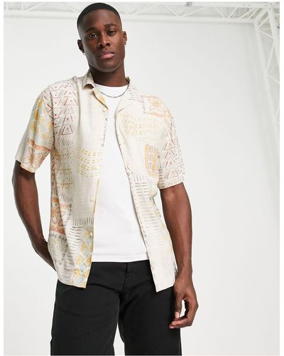Pull&Bear Overhemd Met Opgestikte Print - Wit