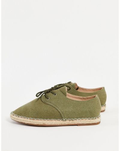 Truffle Collection Canvas Lace Up Espadrilles - Green