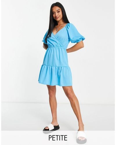 River Island Textured Wrap Mini Dress - Blue