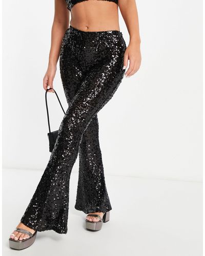 AsYou Sequin Flare Trouser Co-ord - Black