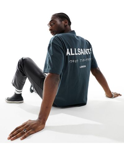 AllSaints – underground – oversize t-shirt - Blau