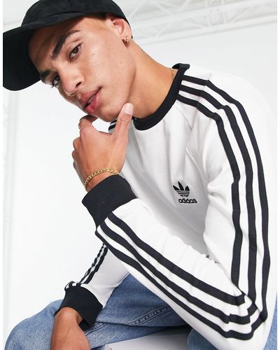 adidas Originals Adicolor - T-shirt Met Lange Mouwen En 'three Stripe' - Wit
