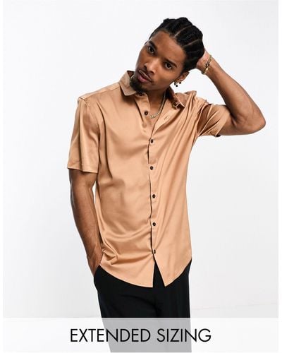 ASOS Skinny Satin Shirt With Roll Sleeve - White