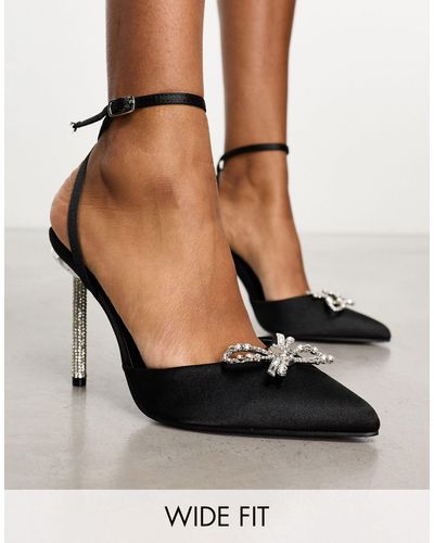 Public Desire Martini - chaussures à talon satinées avec nœud ornementé - Noir