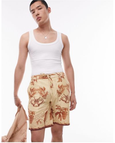 TOPMAN Relaxed Printed Short - White