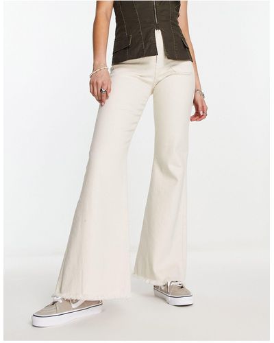 Noisy May Nat - jeans a fondo ampio écru con tasche - Bianco
