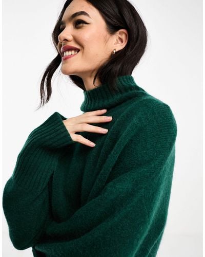 & Other Stories Wool Roll Neck Oversized Jumper - Green