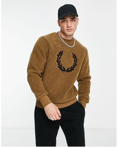 Fred Perry Borg Fleece Logo Sweat - Natural