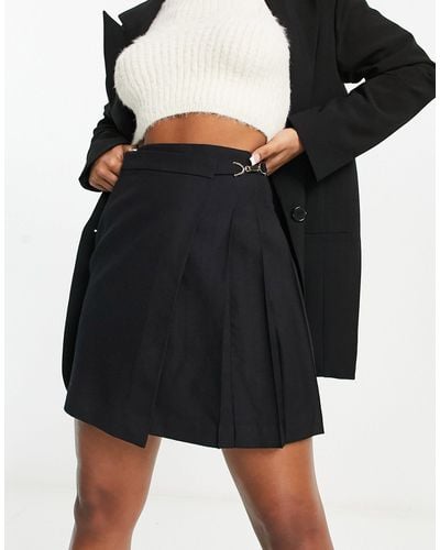 & Other Stories Wool Pleated Wrap Mini Skirt - Black