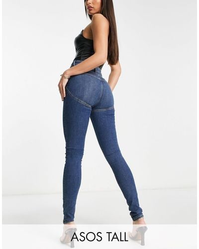 ASOS Asos Design Tall High Rise 'lift And Contour' Stretch Skinny Jeans - Blue