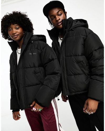 Collusion Unisex Nylon Puffer Jacket With Branding - Black