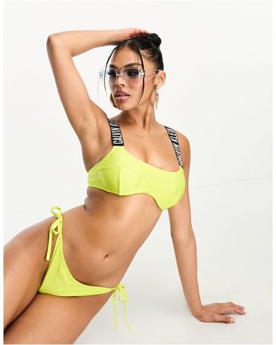 Calvin Klein Slip bikini a coste con fascette ai lati acceso - Bianco