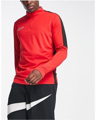 Nike Football Academy - top en tissu dri-fit avec col zippé et empiècement - Rouge