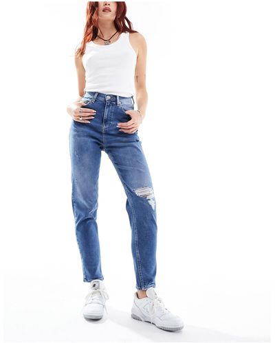 Tommy Hilfiger Mom jeans a vita ultra alta lavaggio medio - Blu