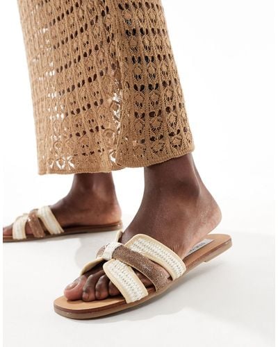 Steve Madden Edriah Embellished Strap Flat Sandals - Brown