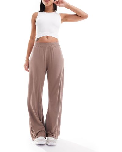 South Beach Jersey Wide Leg Trousers - Natural