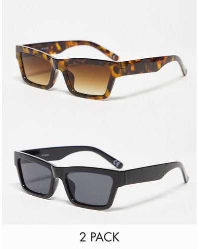 ASOS 2 Pack Square Sunglasses - Multicolour