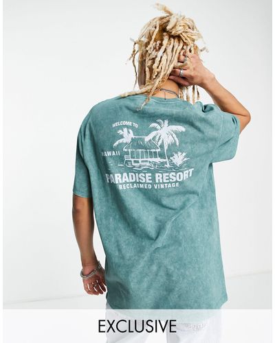 Reclaimed (vintage) Inspired T-shirt With Palm Graphic - Green