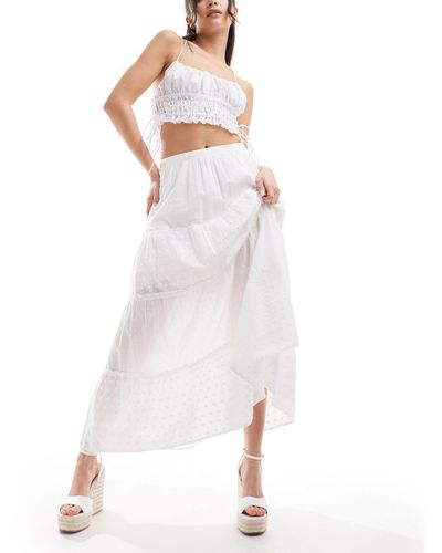 Hollister Falda larga blanca escalonada - Blanco