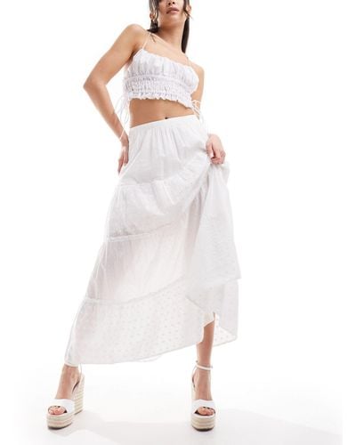 Hollister Tiered Maxi Skirt - White
