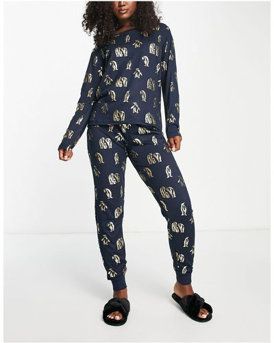 Chelsea Peers – langärmliges pyjama-set - Blau
