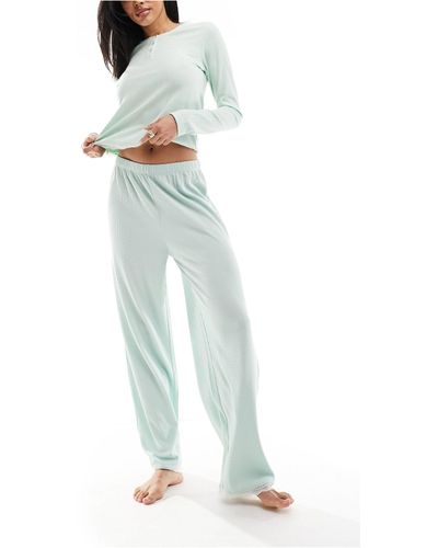 ASOS Mix & Match Waffle & Lace Pyjama Trouser - White