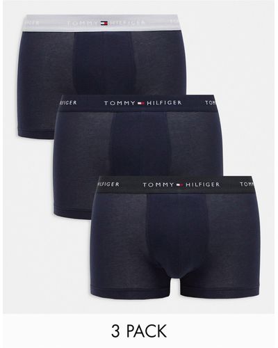 Tommy Hilfiger Signature Cotton Essentials 3 Pack Trunks - Blue