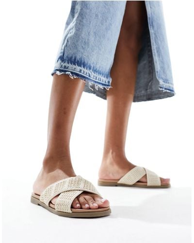 New Look Cross Front Flat Slip On Sandals - Blue