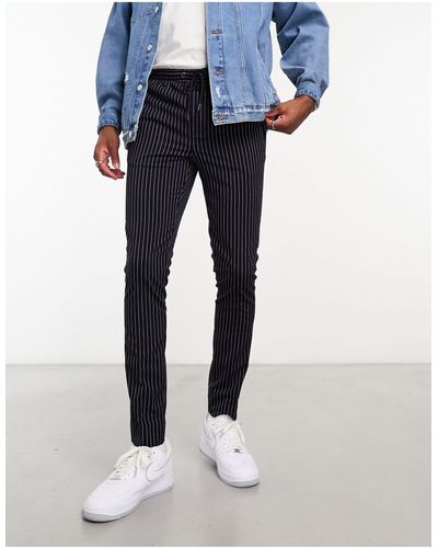 ASOS Joggers skinny eleganti gessati - Blu