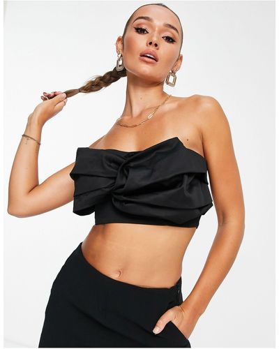 ASOS Going Out Structured Bow Bandeau Top - Black