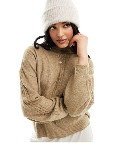 ONLY High Neck Jumper With Stitch Details - Natural