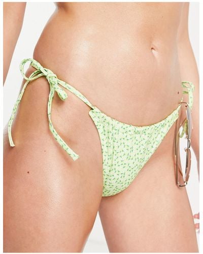 Monki Ruched Bikini Bottom - Green