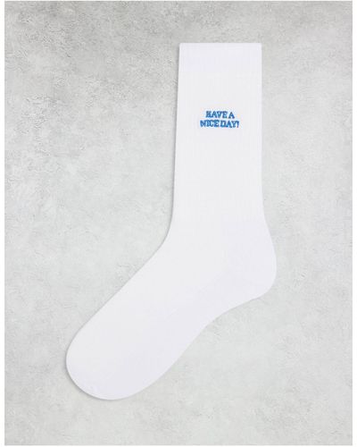 ASOS Socks With Have A Nice Day Slogan - White