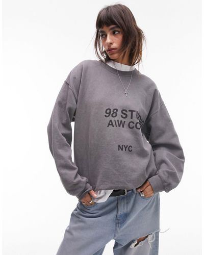 TOPSHOP – graphic 98 studio – vintage-sweatshirt - Grau