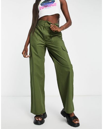 Green Cotton On Pants, Slacks and Chinos for Women | Lyst