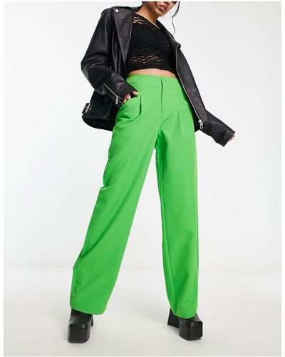 ONLY Jdy - pantaloni acceso a fondo ampio e vita alta - Verde
