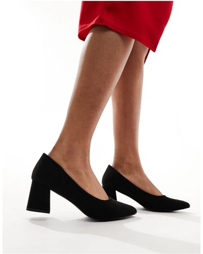 Truffle Collection Block Heel Court Shoes - Red