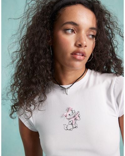 Miss Selfridge Disney Marie T Shirt With Bow Detail - Gray