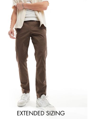 ASOS Slim Pull On Trousers - Brown