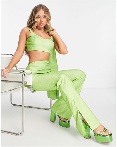 ASOS Pantaloni sartoriali verdi glitterati - Verde