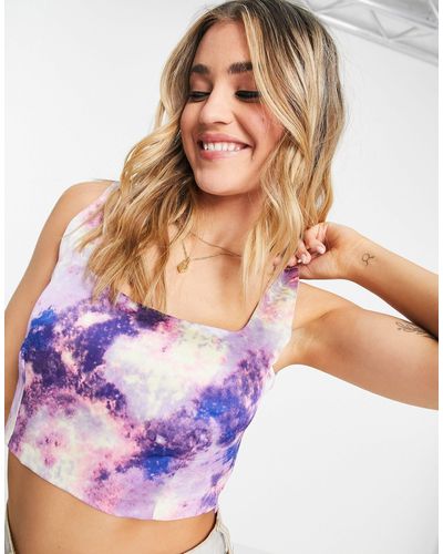 Collective The Label Square Neck Crop Top Co-ord - Purple