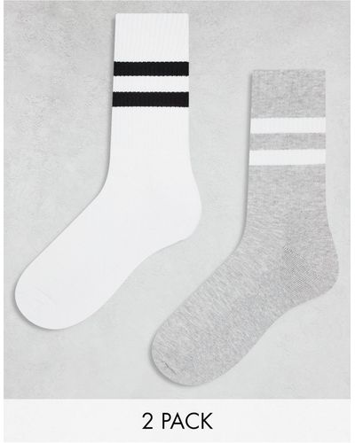 ASOS 2 Pack Sock With Stripes - White