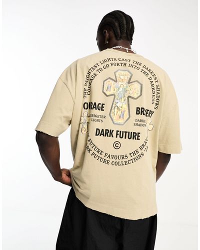 ASOS Asos Dark Future Oversized Heavyweight T-shirt - Natural