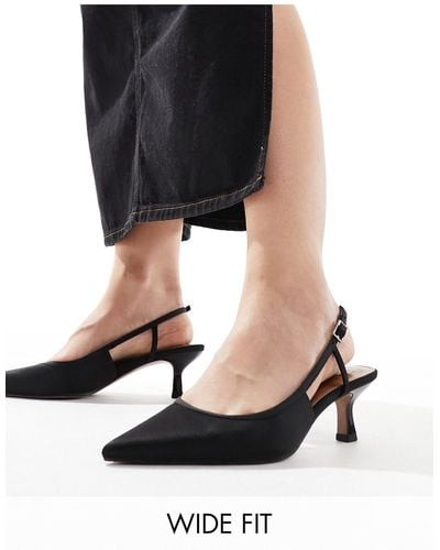 ASOS Wide Fit Strut Slingback Kitten Heeled Shoes - Black