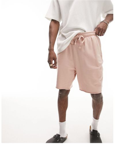 TOPMAN Oversized Shorts With Raw Hem - Brown