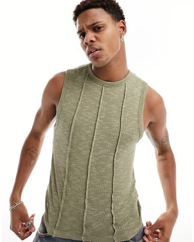 ASOS Muscle Fit Textured Vest - Green